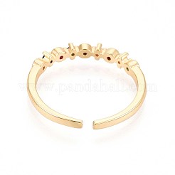 Brass Micro Pave Cubic Zirconia Cuff Rings for Women&nbsp;KK-T071-80G