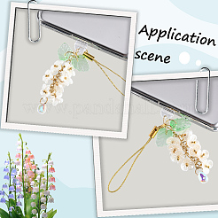 2Pcs 2 Colors Glass & ABS Plastic Imitation Pearl Mobile Straps&nbsp;HJEW-SC0002-92A