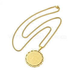 201 Stainless Steel Box Chain Saint Benedict Medal Pendant Necklaces for Women&nbsp;LS-NJEW-M008-01G