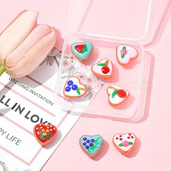 8Pcs 8 Colors Painted Glass Beads Enamel Beads Heart with Fruit&nbsp;LAMP-FS0001-51