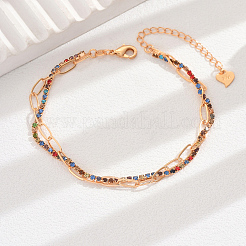 Brass Colorful Rhinestone Foot Chain Abjkets for Women's Banquet Beach Vacation&nbsp;HM6041