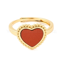 Heart Natural Gemstone Adjustable Rings&nbsp;RJEW-Q817-05G