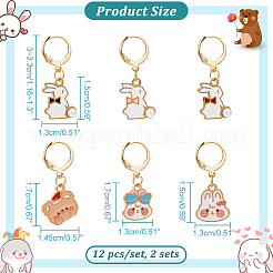 Alloy Enamel Rabbit & Bear Pendant Locking Stitch Markers&nbsp;HJEW-AB00079