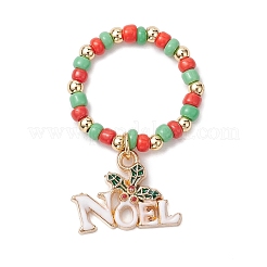 Christmas Theme Glass Seed Beads Stretch Ring Sets&nbsp;RJEW-TA00163