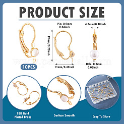 10Pcs Flat Round Brass Glass Leverback Earring Findings&nbsp;KK-TADJ0001-18
