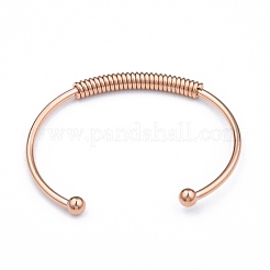 304 Stainless Steel Open Cuff Bangle for Girl Women&nbsp;BJEW-N013-008RG