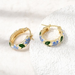 Brass Enamel Hoop Earrings for Women&nbsp;EJEW-K335-01G-01