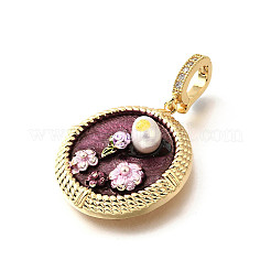 Brass Micro Pave Cubic Zirconia & Enamel Pendants&nbsp;KK-R222-14G-03