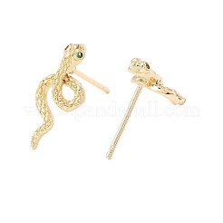 Green Cubic Zirconia Snake Stud Earrings&nbsp;EJEW-F282-25G