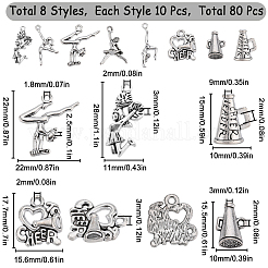80Pcs 8 Styles Tibetan Style Alloy Pendants&nbsp;FIND-SC0007-34