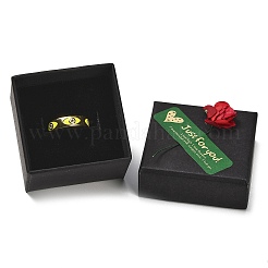 Kraft Paper Gift Boxes with Faux Rose Flower Outside for Ring&nbsp;CON-Z011-01B-01