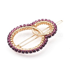 Alloy Hollow Geometric Gemstone Beads Hair Barrettes&nbsp;PHAR-JH00075-02