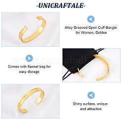 1Pc Alloy Grooved Open Cuff Bangle for Women&nbsp;BJEW-UN0001-39G