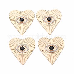 Brass Micro Pave Clear & Black Cubic Zirconia Pendants&nbsp;KK-S356-752