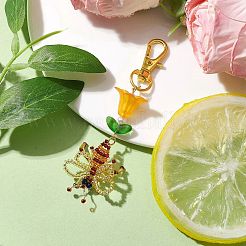 Bees Handmade Glass Seed Beads Pendants Decorations&nbsp;HJEW-MZ00069-01
