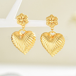 Elegant Brass Heart Dangle Stud Earrings&nbsp;GK6845