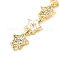 Brass Micro Pave Clear Cubic Zirconia 7 Star Links Connector Charms&nbsp;KK-H539-16G-04