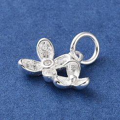 925 Sterling Silver Flower Charms with Jump Rings&nbsp;STER-H118-01S