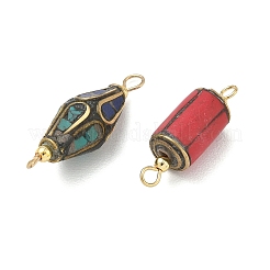 Handmade Brass Dyed Synthetic Coral and Turquoise Connector Charm&nbsp;PALLOY-JF05618