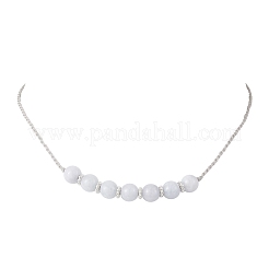 Round Natural Chalcedony Imitation Aquamarine Beaded Necklace & Bracelet & Dangle Earring Sets&nbsp;SJEW-JS01336