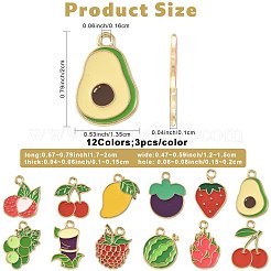 36Pcs 12 Styles Fruits Alloy Enamel Pendants&nbsp;FIND-FS0005-12