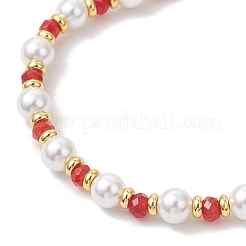 3Pcs Shell Pearl & Dyed Natural Malaysia Jade Round Beaded Bracelets for Women&nbsp;BJEW-JB12031