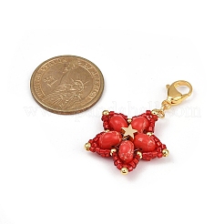 Star Handmade Glass Seed Beaded & Synthetic Imperial Jasper Dyed Beads Pendant Decorations&nbsp;HJEW-MZ00268