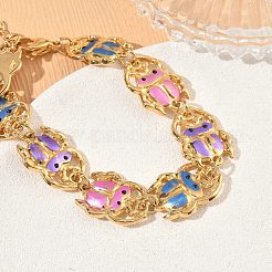 304 Stainless Steel Enamel Colorful Insect Link Chain Bracelets for Women&nbsp;SA-CBA7107-05G