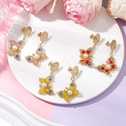 Glass Seed Beads Butterfly Stud Earrings&nbsp;EJEW-MZ00271