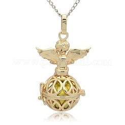 Golden Tone Brass Hollow Round Cage Pendants&nbsp;KK-J238-05G