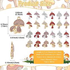 24Pcs 6 Colors Rack Plating Alloy Rhinestone Pendants&nbsp;FIND-FS0004-99