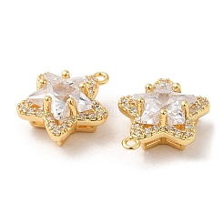 Brass and Clear Cubic Zirconia Pendants&nbsp;ZIRC-Q202-06G