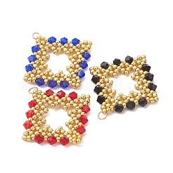 3Pcs Glass Seed Beaded Pendants&nbsp;PALLOY-MZ01286