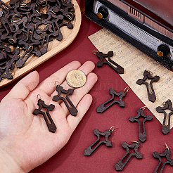 50Pcs Cross Wood Pendants&nbsp;PALLOY-FH00175