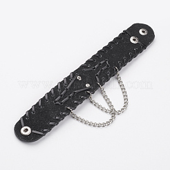 Punk Rock Style Cowhide Leather Rivet Bracelets&nbsp;BJEW-D438-24B