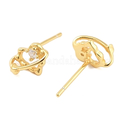 925 Sterling Silver Micro Pave Clear Cubic Zirconia Stud Earrings for Women&nbsp;EJEW-F342-04G