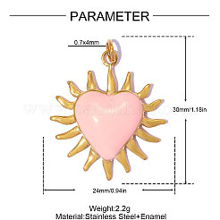304 Stainless Steel with Pink Enamel Pendants&nbsp;SA-OY002-55G