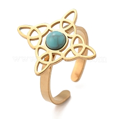 Synthetic Turquoise Finger Rings&nbsp;RJEW-I110-02G-01