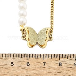 304 Stainless Steel & Plastic Pearl Butterfly Pendant Necklaces&nbsp;NJEW-U023-01G