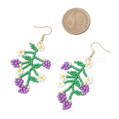 Flower & Fruit Glass Seed Bead Dangle Earrings&nbsp;EJEW-MZ00533-03
