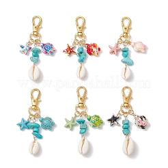 Synthetic Turquoise Starfish Turtle Pendant Decorations&nbsp;HJEW-JM03646