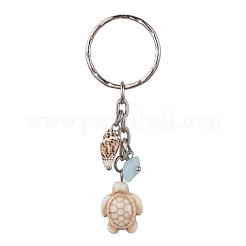 Synthetic Turquoise & Shell Pendant Keychain&nbsp;KEYC-JKC00654
