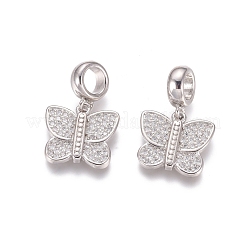 Brass Micro Pave Cubic Zirconia European Dangle Charms&nbsp;ZIRC-E163-16P