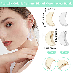 50Pcs 2 Colors Moon Brass Beads&nbsp;KK-BBC0016-76