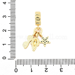 Brass Micro Pave Blue Cubic Zirconia European Dangle Charms&nbsp;KK-F904-07G