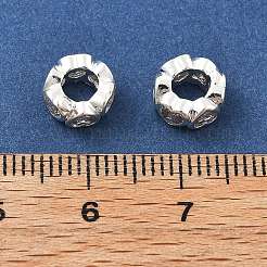 Brass Micro Pave Clear Cubic Zirconia Rondelle European Beads&nbsp;LS-KK-R216-20S