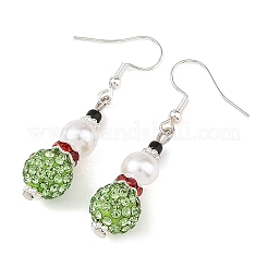 Christmas Handmade Polymer Clay Rhinestone Dangle Earrings&nbsp;EJEW-JE07518-02