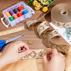 25M Polyester Jacquard Flower Ribbon&nbsp;OCOR-WH0088-82A