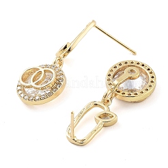 Brass with Glass Dangle Stud Earrings&nbsp;EJEW-Q800-14KCG