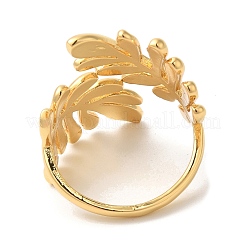 Leaf Brass Open Cuff Rings&nbsp;RJEW-U008-48G